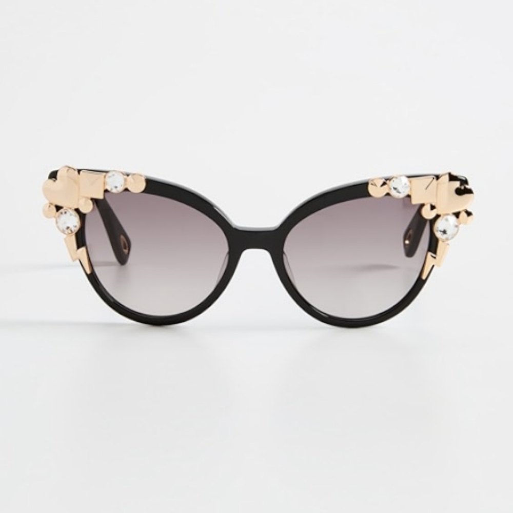 NWOT Lele Sadoughi Chelsea 55MM Jet Studded Cat-Eue Sunglasses